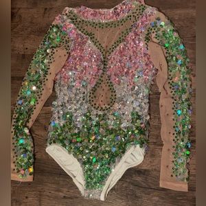 pink and green child dance costume